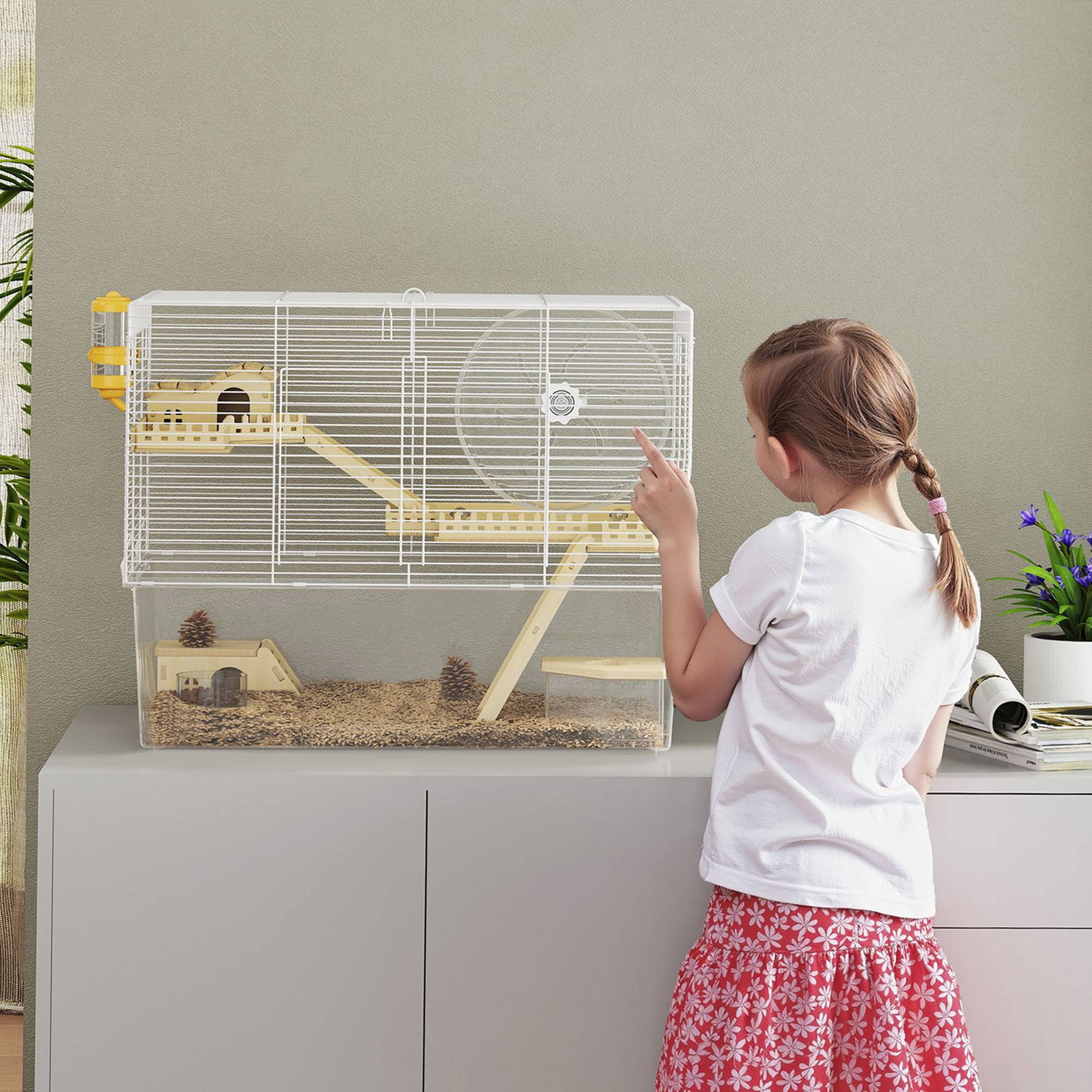 Cage hamster acier petits rongeurs accessoires 59x47cm Blanc - ComfortXL Outdoor Living - Image 10