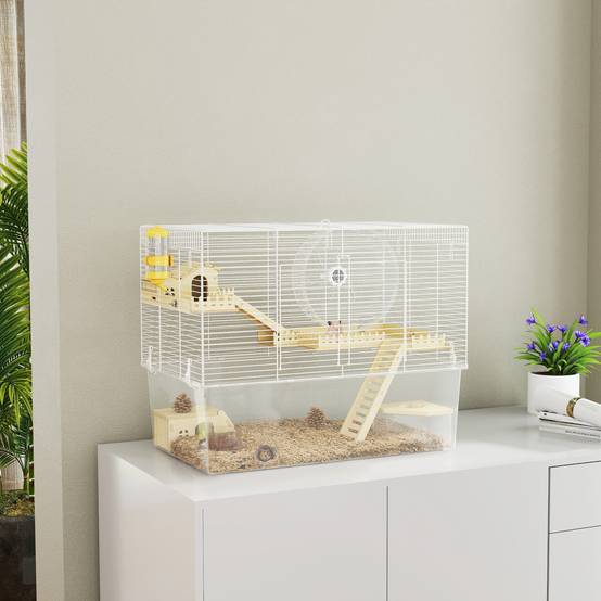 Cage hamster acier petits rongeurs accessoires 59x47cm Blanc - ComfortXL Outdoor Living - Image 4