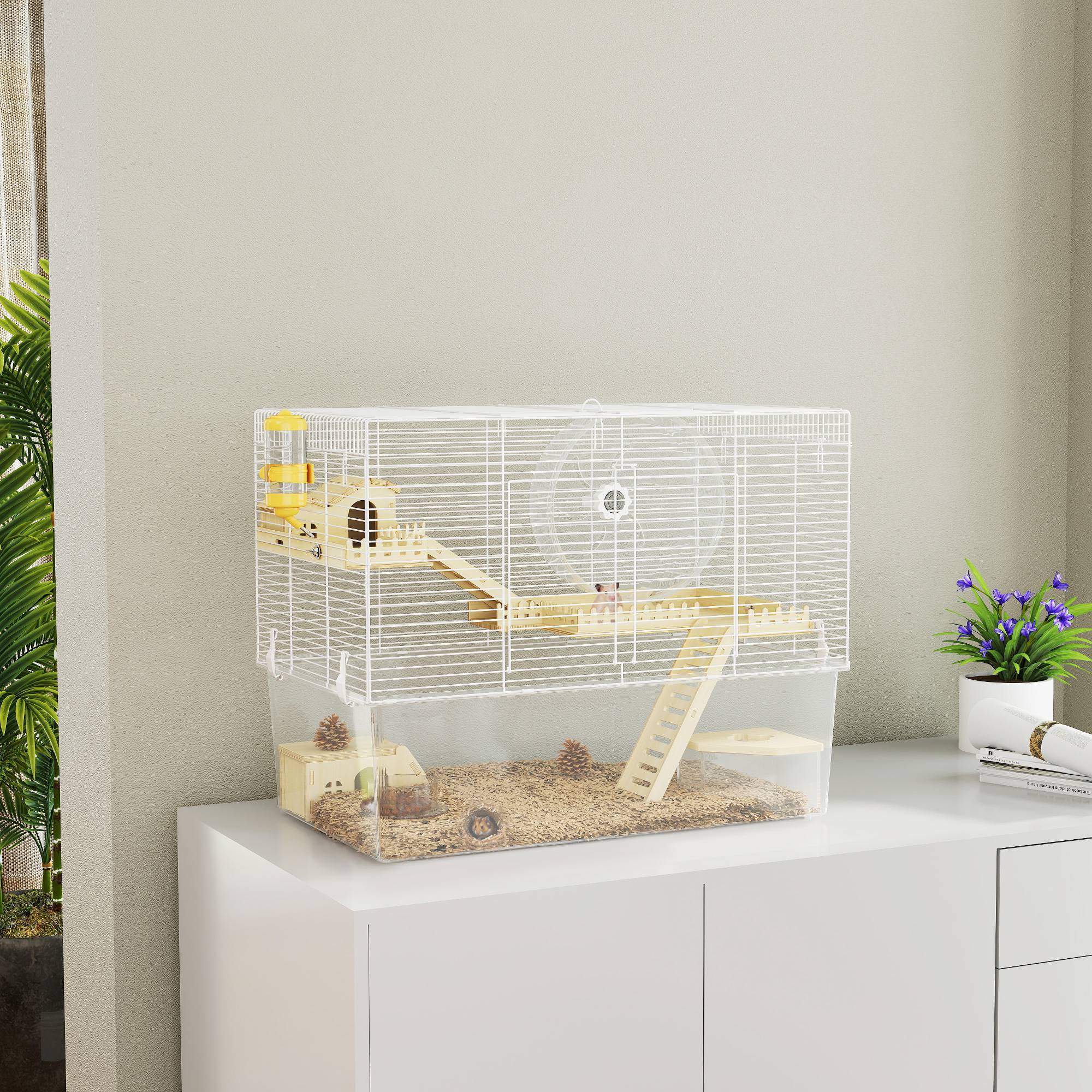 Cage hamster acier petits rongeurs accessoires 59x47cm Blanc - ComfortXL Outdoor Living - Image 4