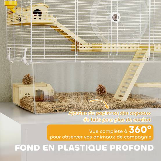 Cage hamster acier petits rongeurs accessoires 59x47cm Blanc - ComfortXL Outdoor Living - Image 7