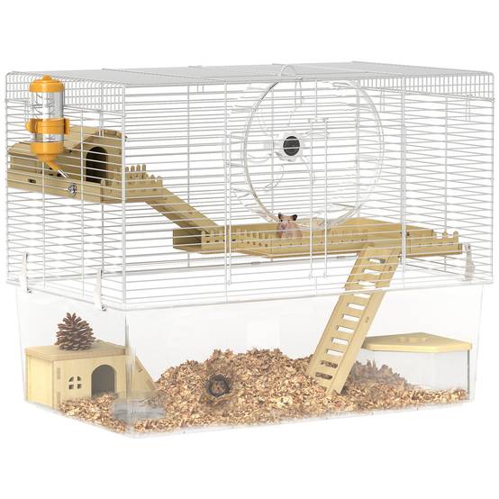 Cage hamster acier petits rongeurs accessoires 59x47cm Blanc - ComfortXL Outdoor Living - Image 1