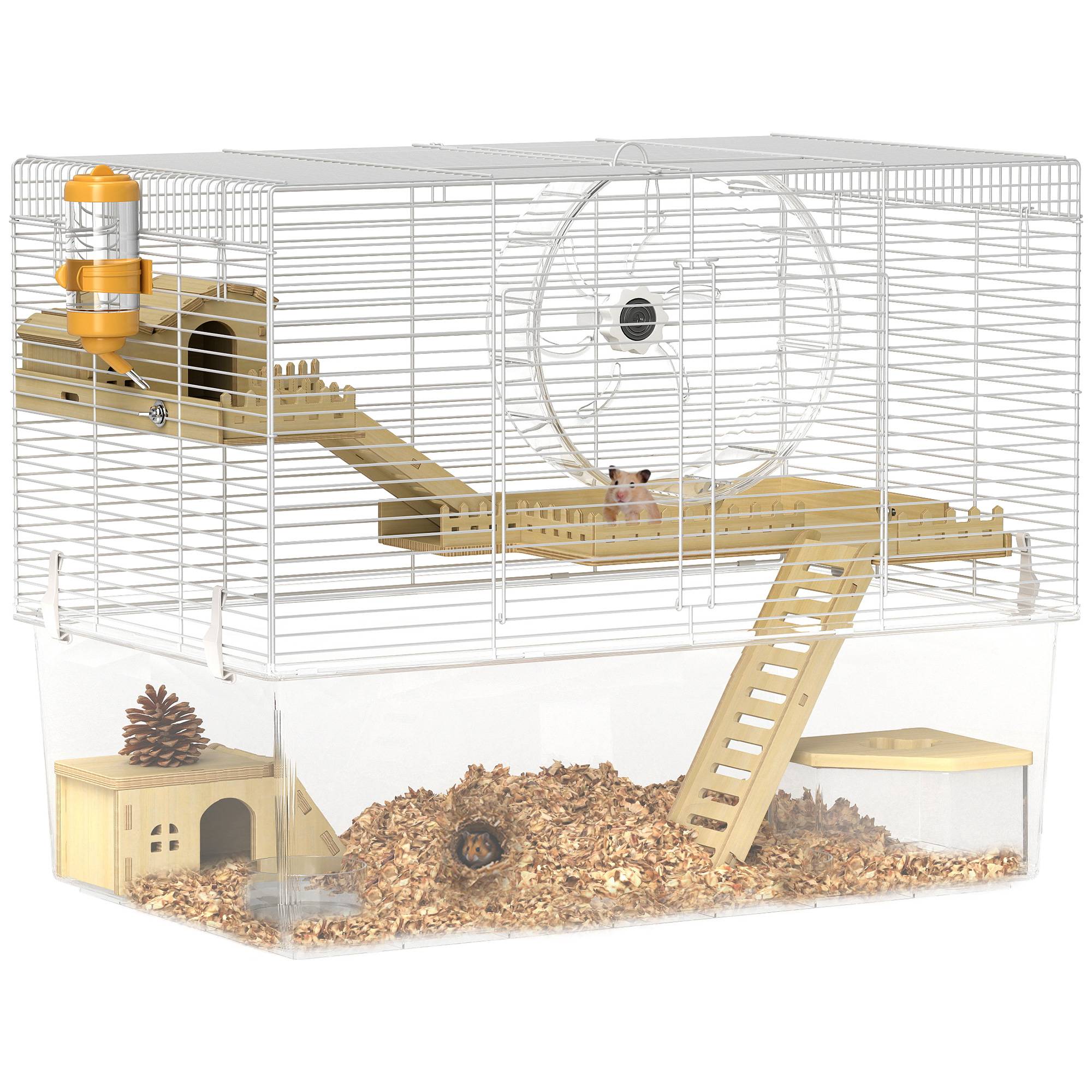 Cage hamster acier petits rongeurs accessoires 59x47cm Blanc - ComfortXL Outdoor Living - Image 1