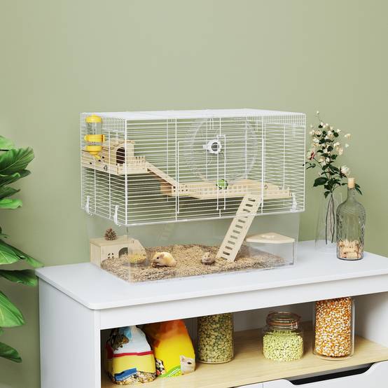 Cage hamster acier petits rongeurs accessoires 59x47cm Blanc - ComfortXL Outdoor Living - Image 3