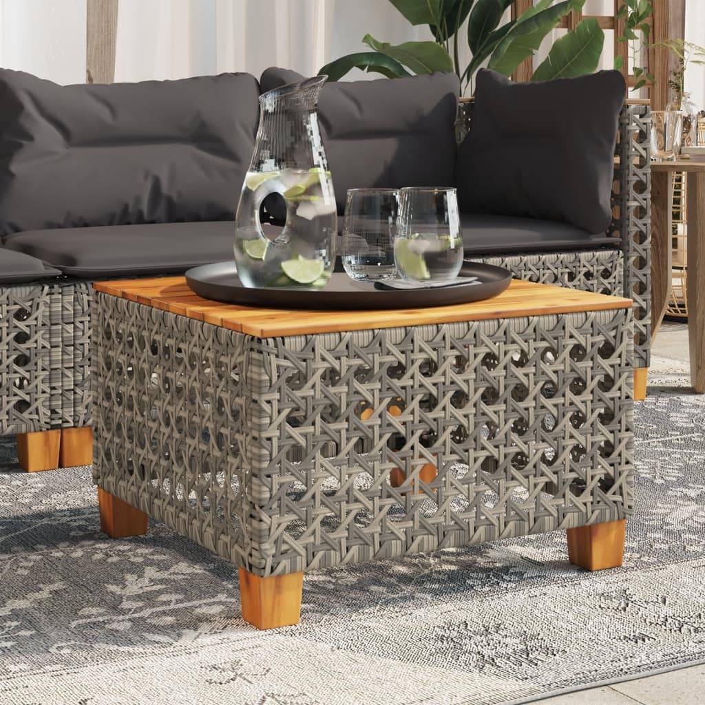 PANGIVO - Table de jardin résine tressée bois acacia gris 55 x 55 x 36 cm, Poids :6.4kg - PANGIVO - Image 1