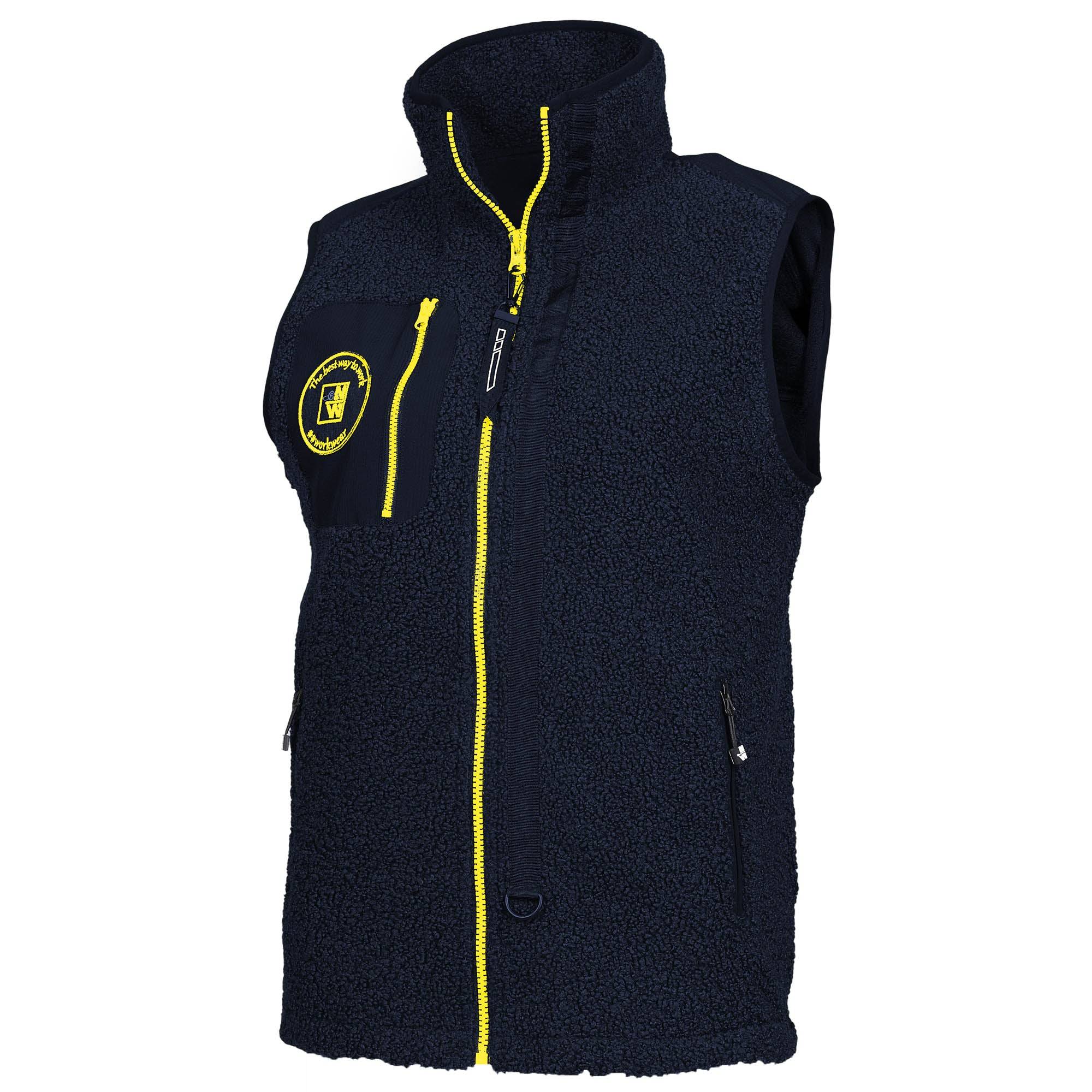 Nineworths - MAYA - POLAIRE SANS MANCHES DE TRAVAIL - 1129 | Marine / Jaune fluo - Image 4