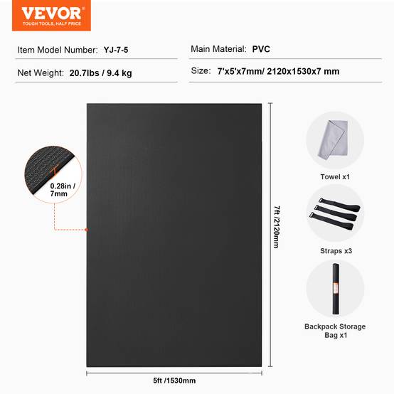 Vevor - VEVOR Tapis de yoga antidérapant tapis d'entraînement 2120 x 1530 mm pilates - Image 7