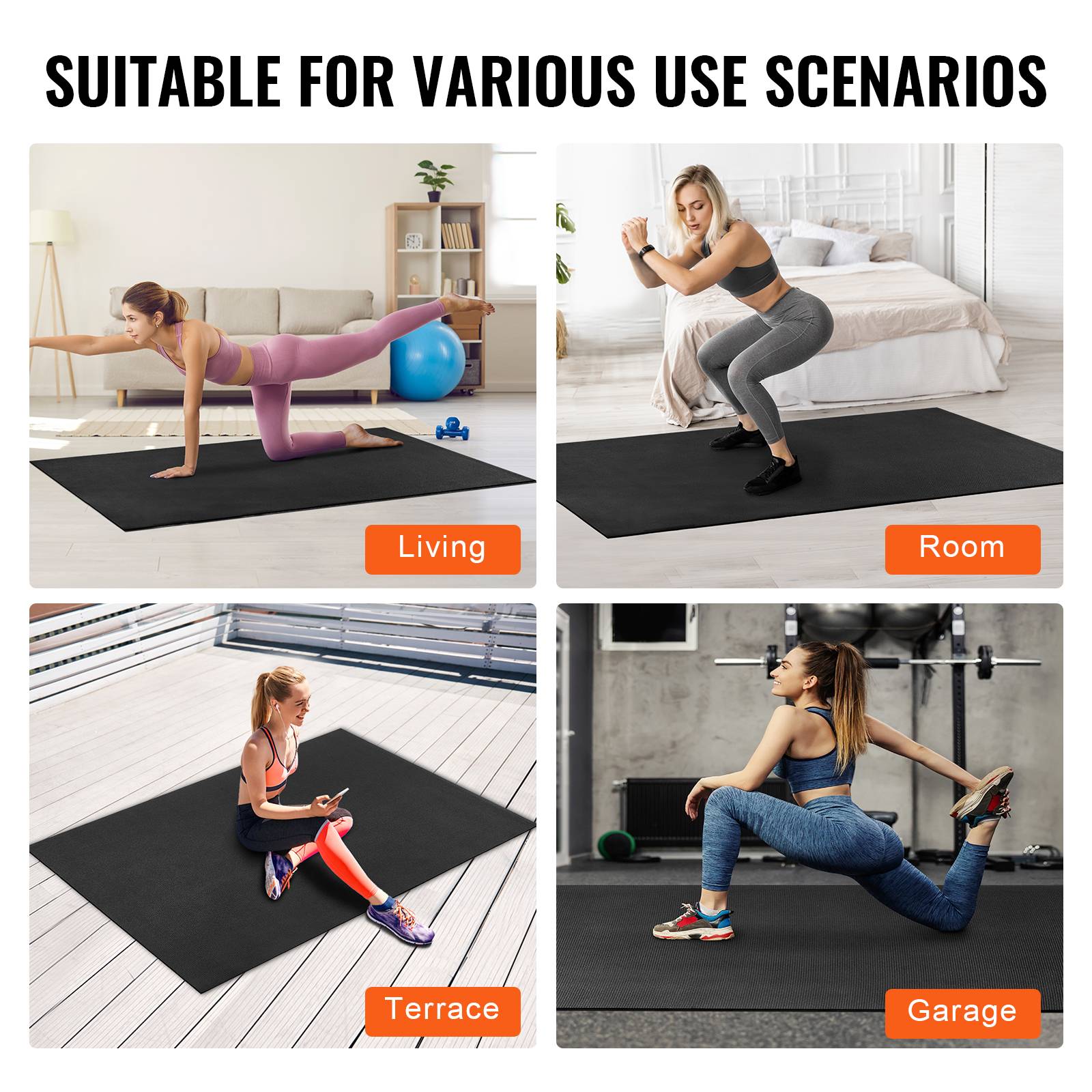 Vevor - VEVOR Tapis de yoga antidérapant tapis d'entraînement 2120 x 1530 mm pilates - Image 6