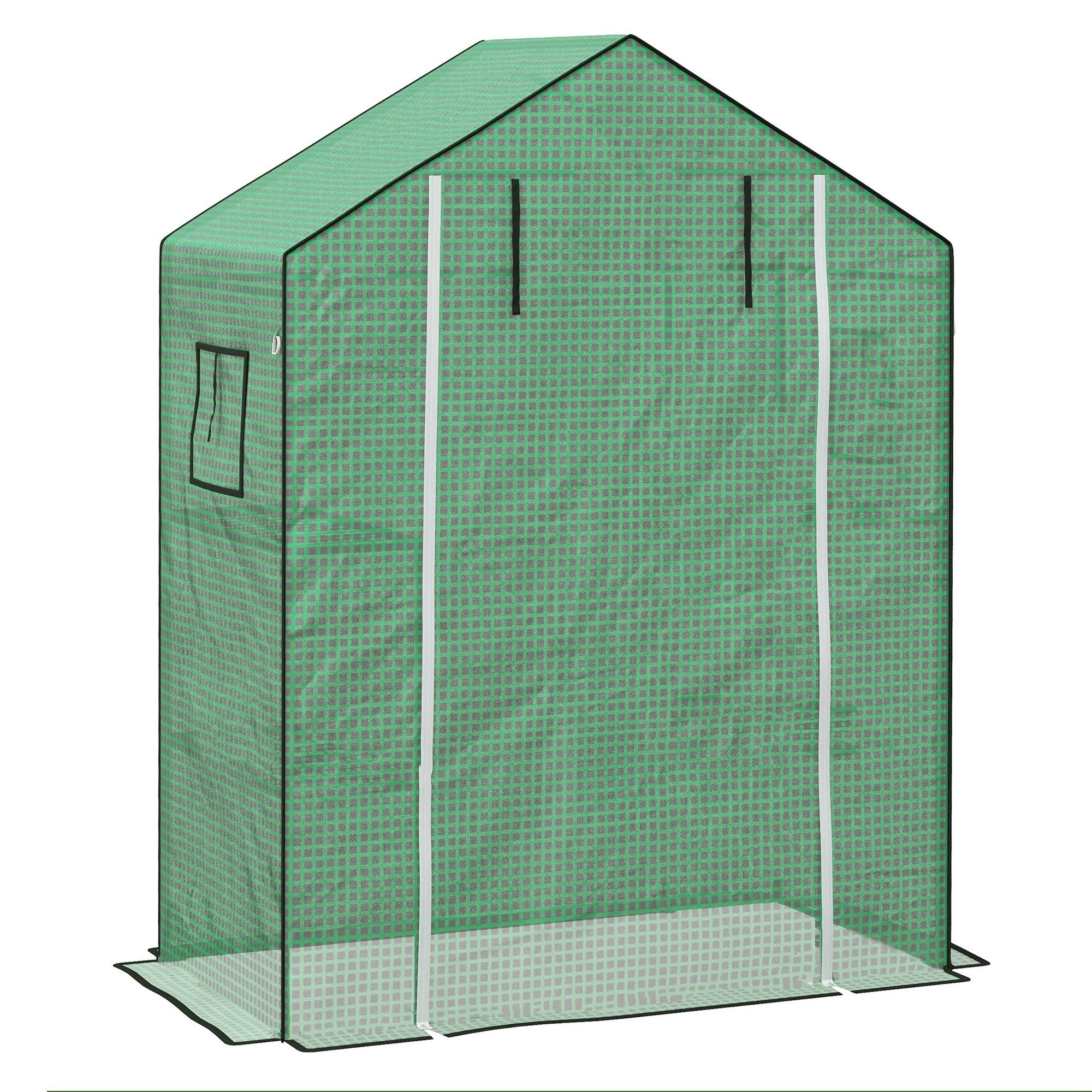Bâche de Rechange Serre Tomates PE 135g/m² Anti-UV Porte Enroulable 140x73x190cm Vert - ComfortXL Outdoor Living - Image 2