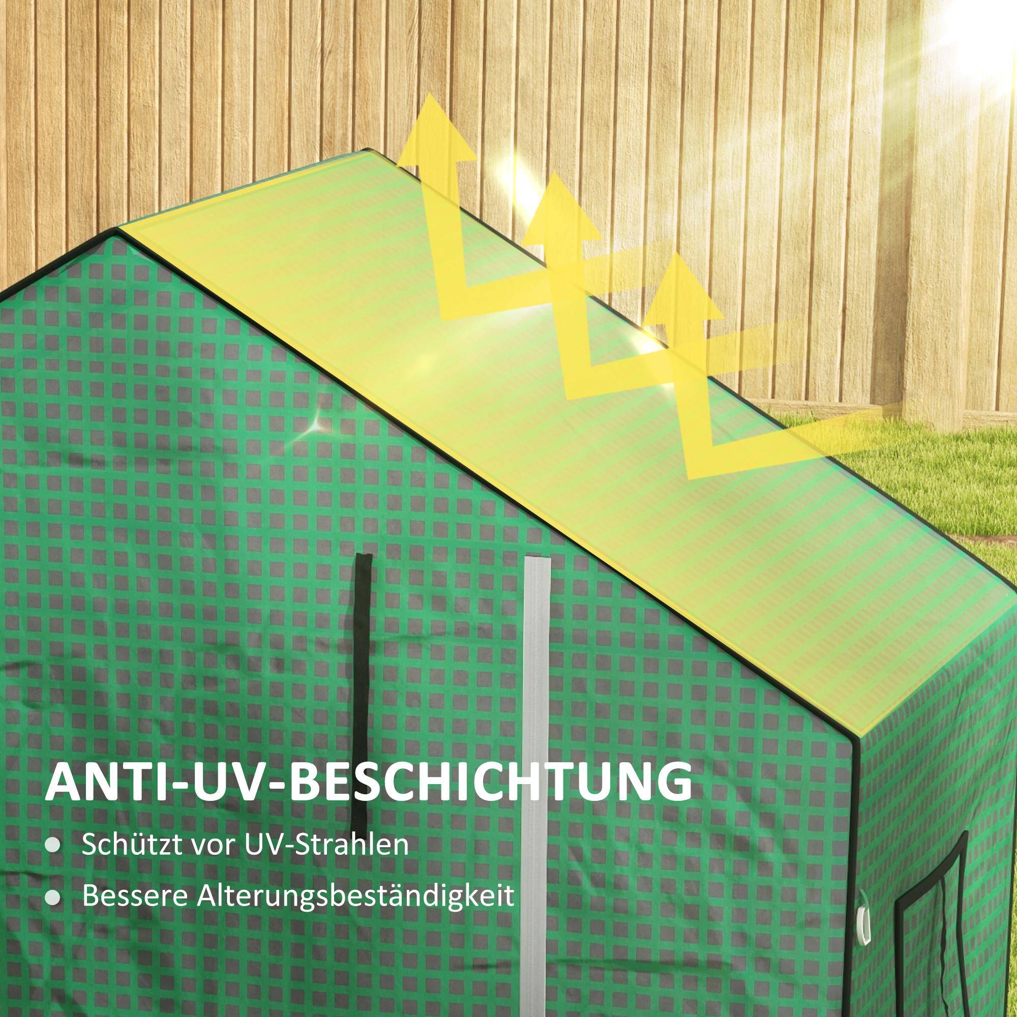 Bâche de Rechange Serre Tomates PE 135g/m² Anti-UV Porte Enroulable 140x73x190cm Vert - ComfortXL Outdoor Living - Image 5