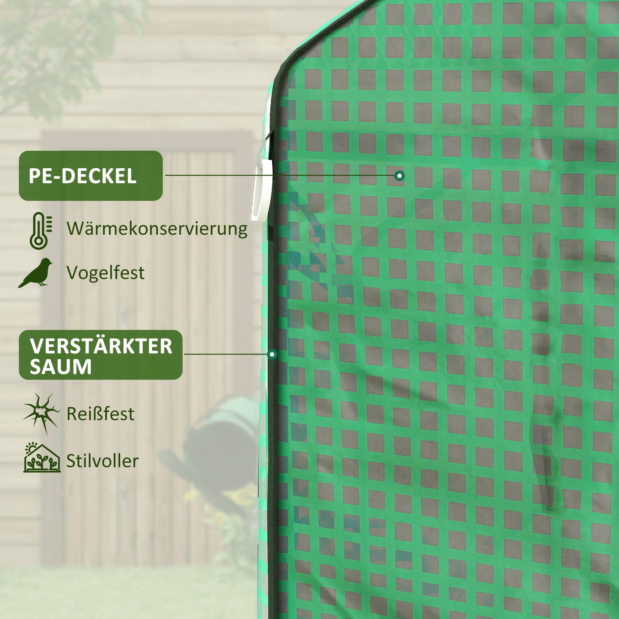 Bâche de Rechange Serre Tomates PE 135g/m² Anti-UV Porte Enroulable 140x73x190cm Vert - ComfortXL Outdoor Living - Image 4