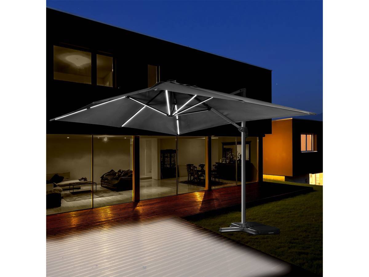 Habitat Et Jardin - Parasol Jardin Déporté Led Alu "sun 3 Luxe" 3 X 3 M - Noir -habitat Et Jardin - Image 2