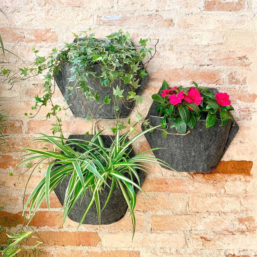 Pack de 3 pots muraux CitySens blancs avec couverture textile et arrosage manuel - Image 3