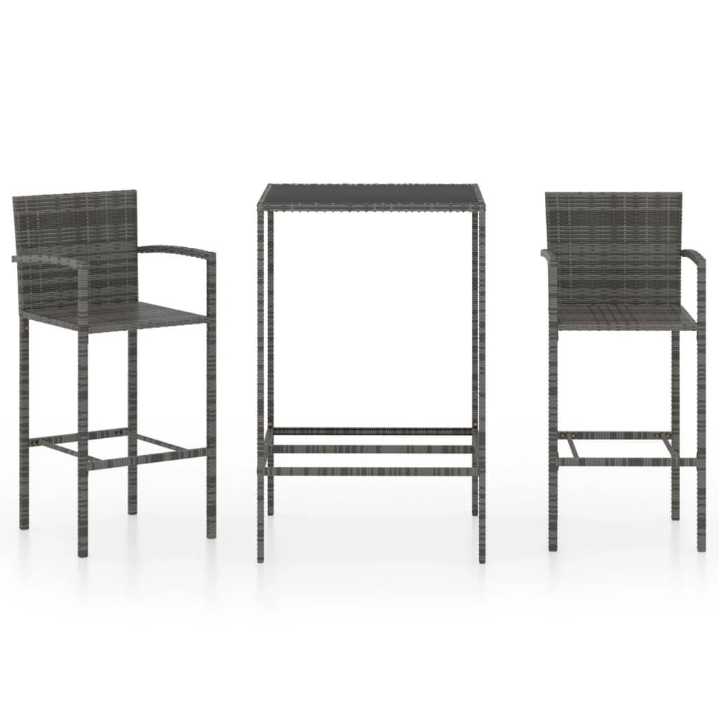 Helloshop26 - Ensemble de bar de jardin 3 pièces résine tressée gris - Image 1