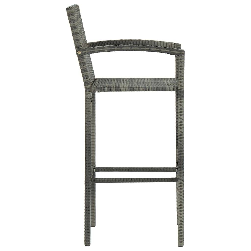 Helloshop26 - Ensemble de bar de jardin 3 pièces résine tressée gris - Image 7
