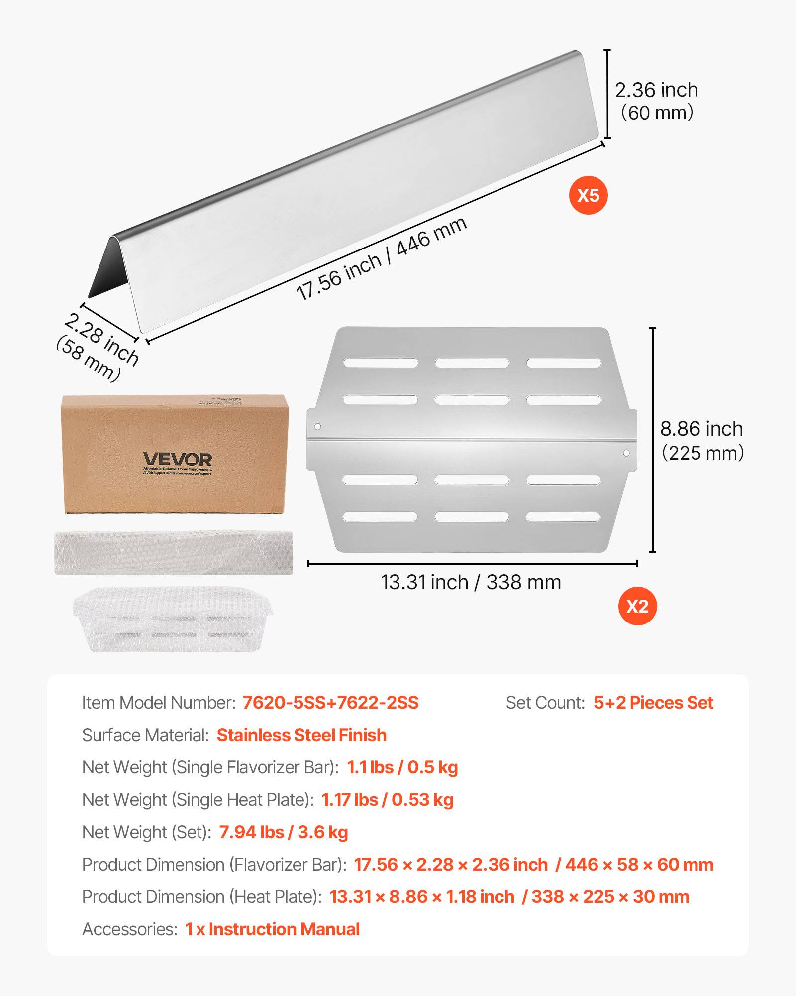 Vevor - VEVOR Barre Cache-brûleur pour Barbecue 44,6 cm pour Weber Genesis Série 300 - Image 2