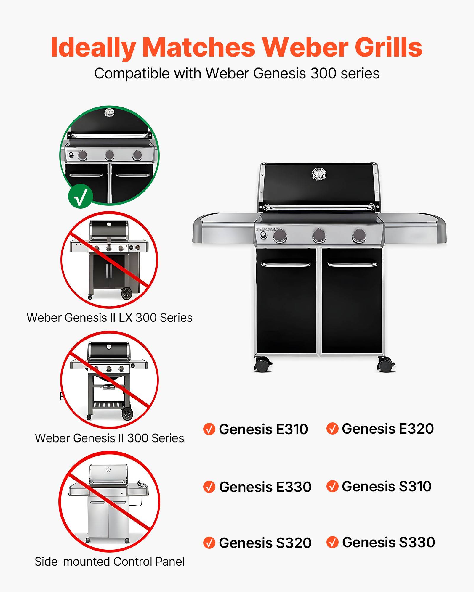 Vevor - VEVOR Barre Cache-brûleur pour Barbecue 44,6 cm pour Weber Genesis Série 300 - Image 3