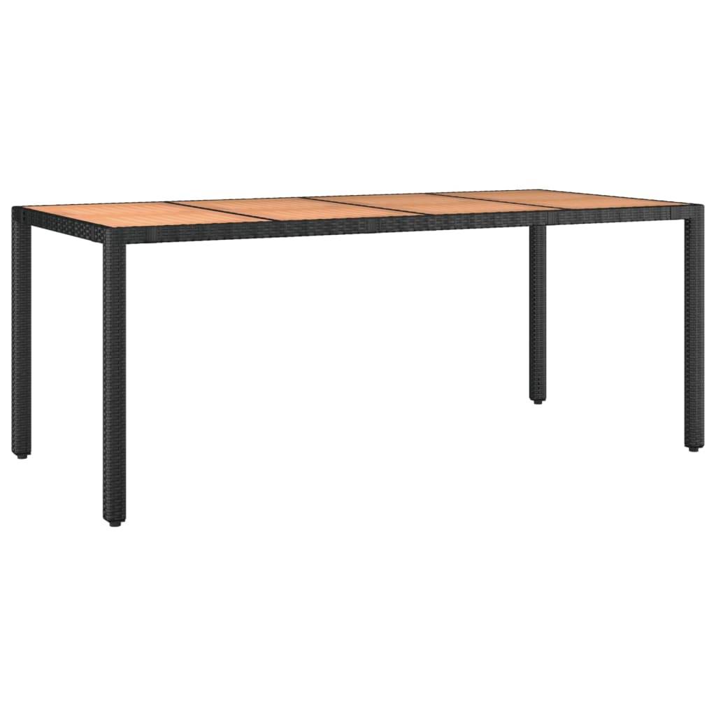 ComfortXL - Grande Table de Jardin Noire 190cm, Structure en Résine Tressée et Plateau Bois d'Acacia – ComfortXL Outdoor Living - Image 2