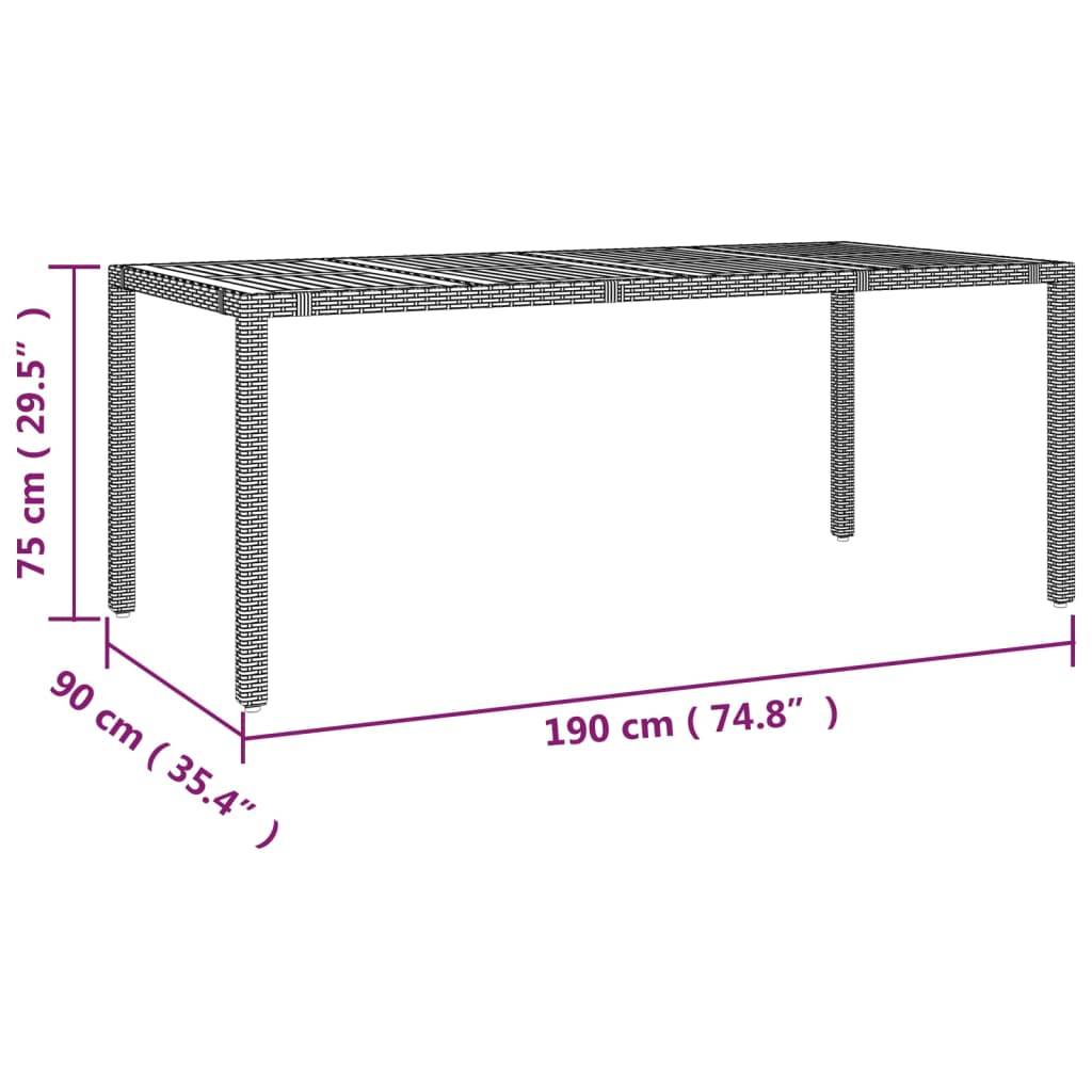 ComfortXL - Grande Table de Jardin Noire 190cm, Structure en Résine Tressée et Plateau Bois d'Acacia – ComfortXL Outdoor Living - Image 6