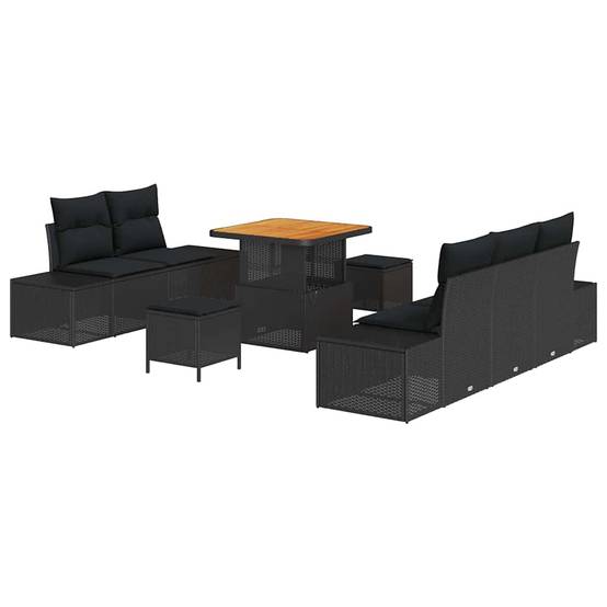 Petit Salon Jardin 8 pcs Résine Tressée Compact Coffre Rangement Balcon Noir – ComfortXL Outdoor Living - Image 2