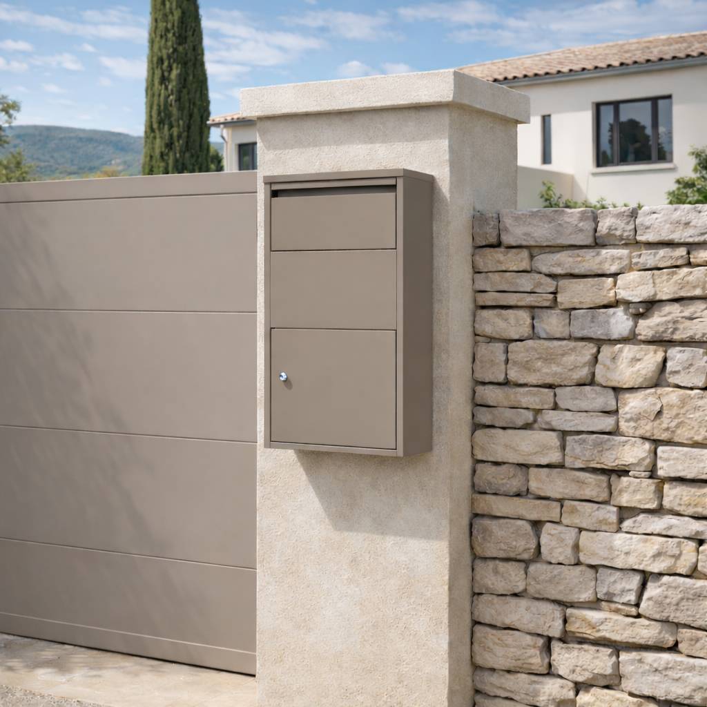 Couleurs du monde - Boîte aux lettres murale taupe – modèle acier galvanisé avec double ouverture - Image 1
