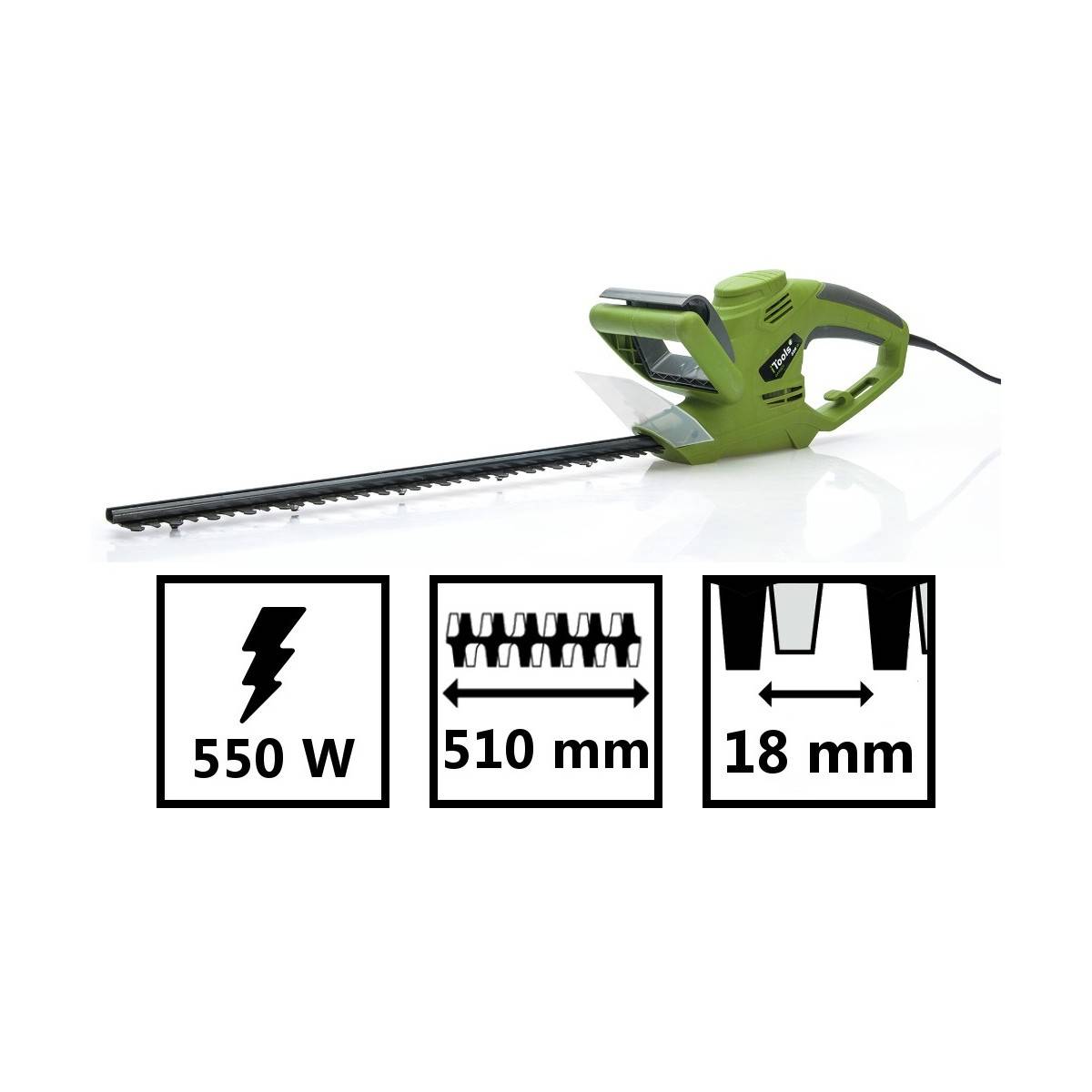 Taille Haie électrique 450W Lame 51 cm Dents 18mm Léger et éfficace ITOOLS - Image 3