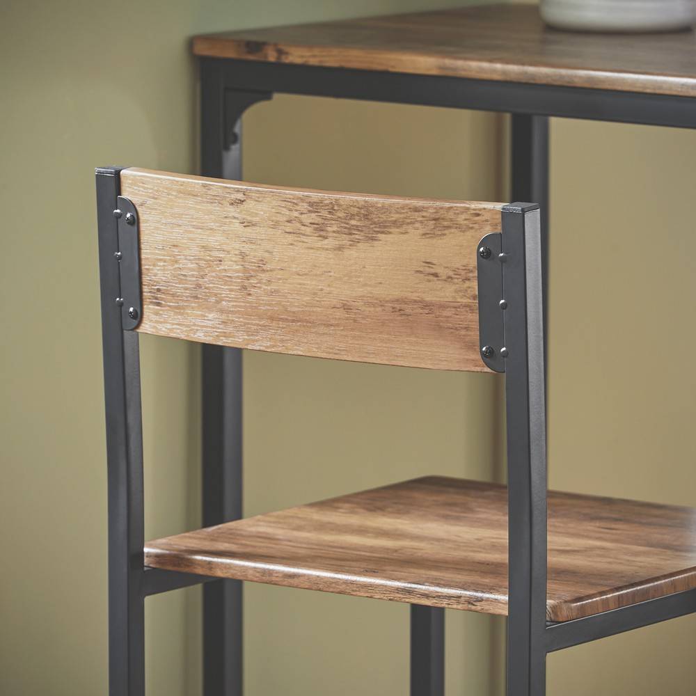 SoBuy Table de Bar Compacte avec 2 Tabourets - Style Industriel en Bois et Métal pour Petit Espace, 100 cm, OGT03-XL - Image 7