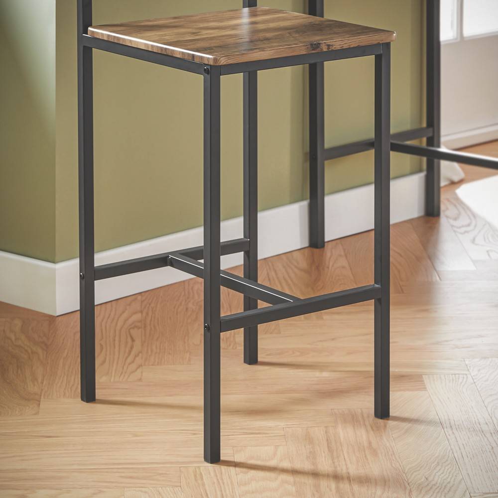 SoBuy Table de Bar Compacte avec 2 Tabourets - Style Industriel en Bois et Métal pour Petit Espace, 100 cm, OGT03-XL - Image 9