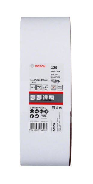 Bosch - Lot de 10 bandes abrasives X440 75x533mm G120 Best for Wood and Paint pour ponceuses à bande - BOSCH - 2608607259 - Image 2