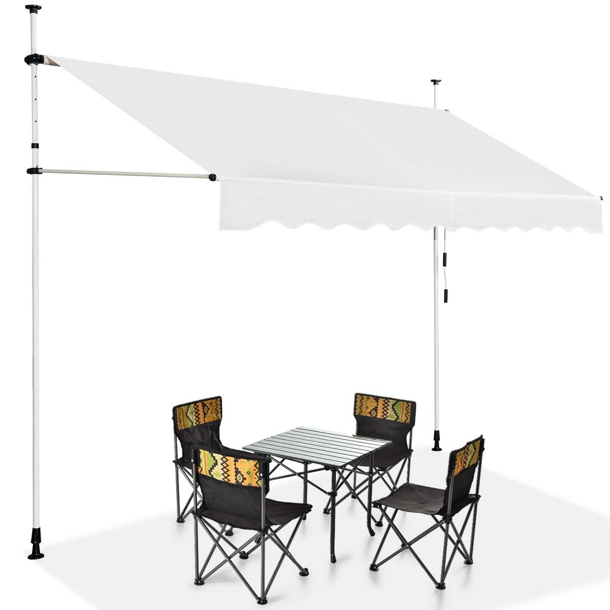 Maison Chic - Auvent Manuel Rétractable 300CM Hauteur Réglable Store Banne Aluminium Tissu Oxford Anti UV Beige - Image 6