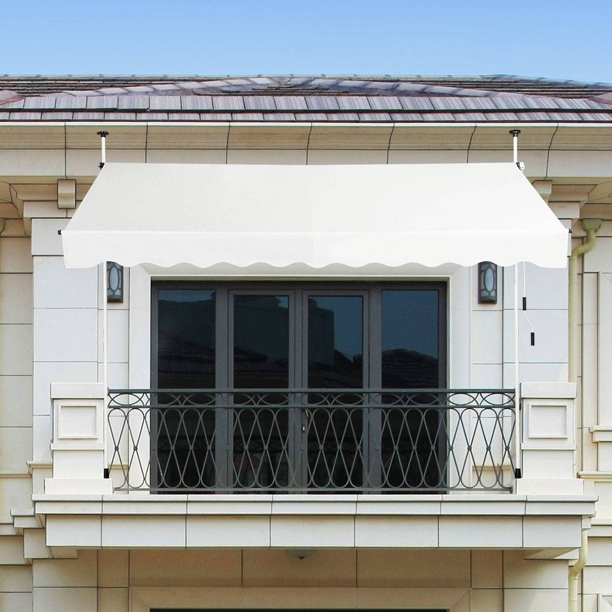 Maison Chic - Auvent Manuel Rétractable 300CM Hauteur Réglable Store Banne Aluminium Tissu Oxford Anti UV Beige - Image 4