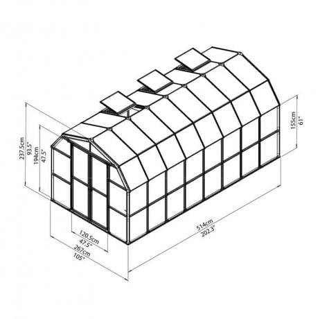 Canopia - Serre de jardin en polycarbonate Rion Grand Gardener 13,72 m², Ancrage au sol Non - Image 3