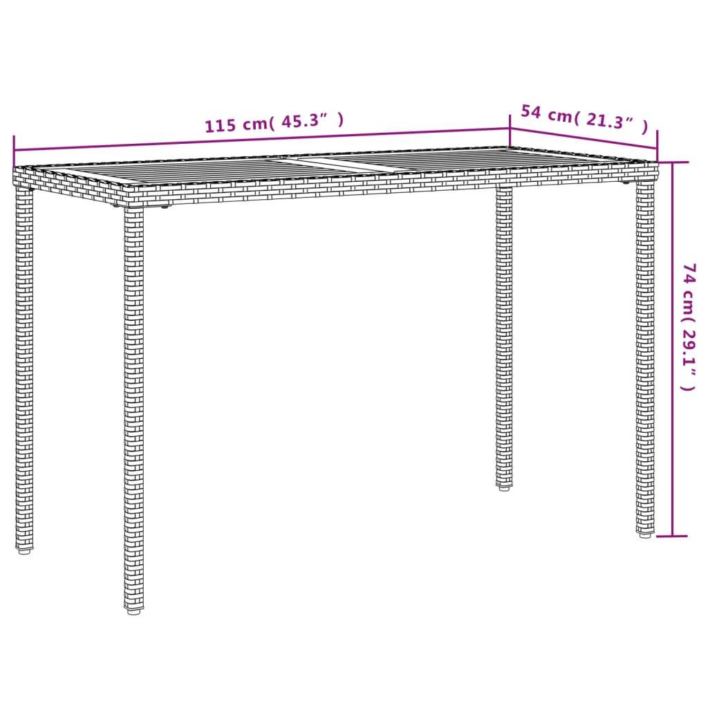 ComfortXL - Table de Jardin Bi-Matière 115cm, Structure Résine Tressée Grise et Plateau en Bois d'Acacia Massif – ComfortXL Outdoor Living - Image 10