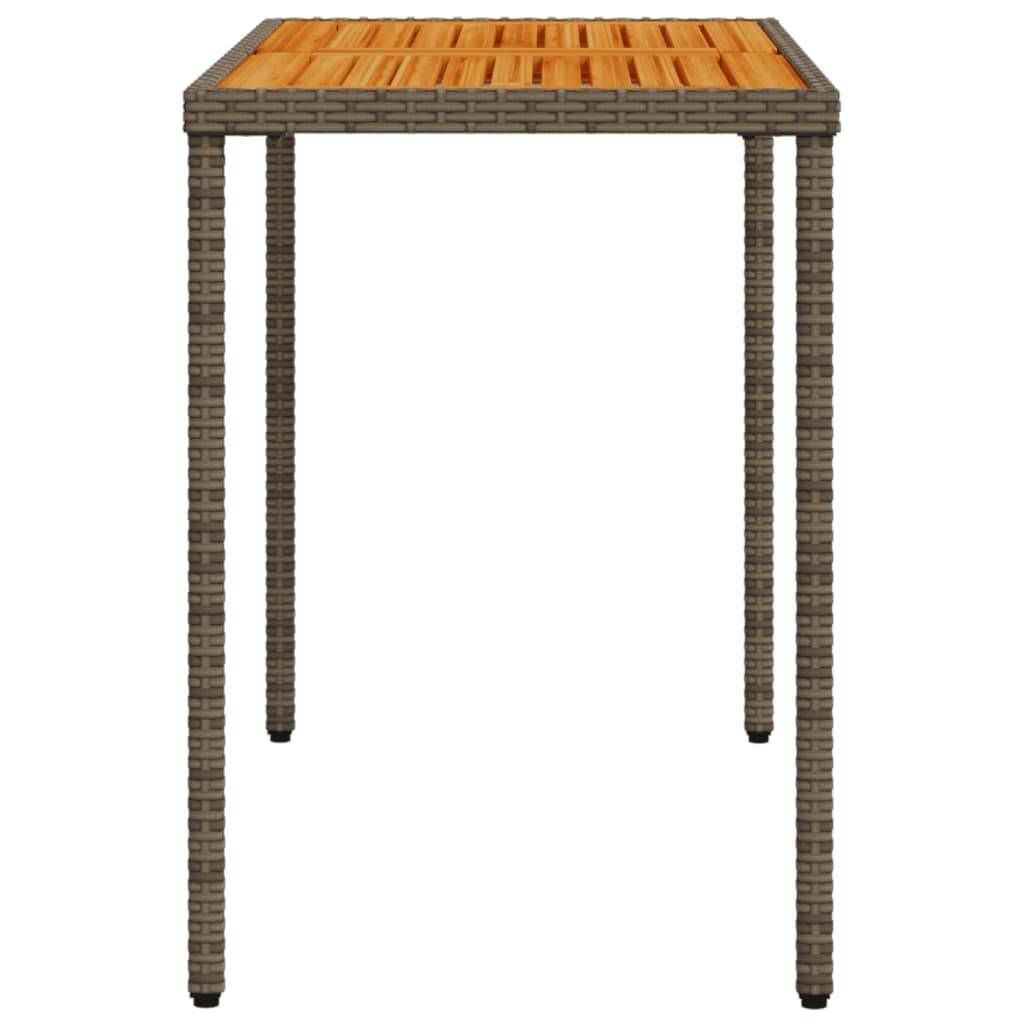 ComfortXL - Table de Jardin Bi-Matière 115cm, Structure Résine Tressée Grise et Plateau en Bois d'Acacia Massif – ComfortXL Outdoor Living - Image 5