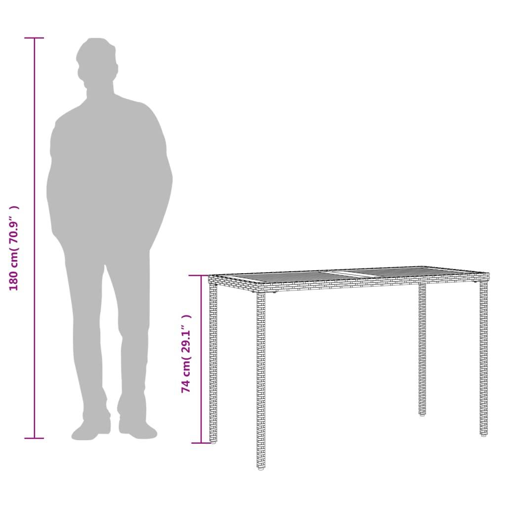 ComfortXL - Table de Jardin Bi-Matière 115cm, Structure Résine Tressée Grise et Plateau en Bois d'Acacia Massif – ComfortXL Outdoor Living - Image 9
