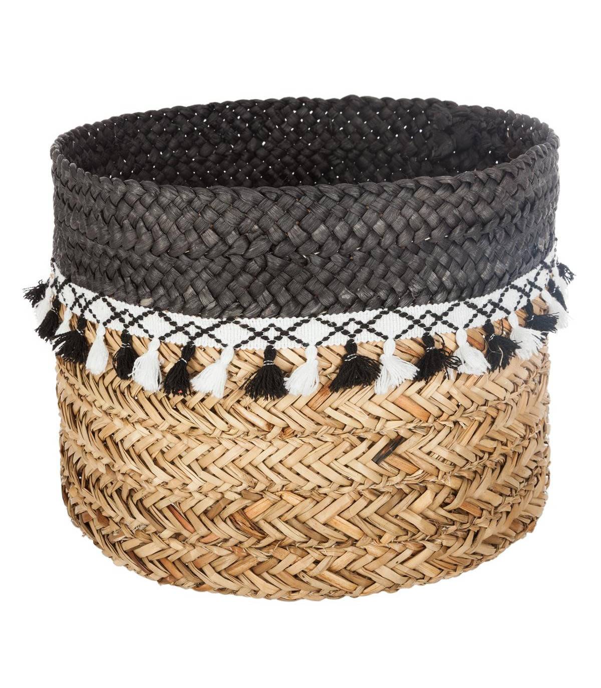 Set de 3 Paniers de rangement en Seagrass avec Pompons - Image 4
