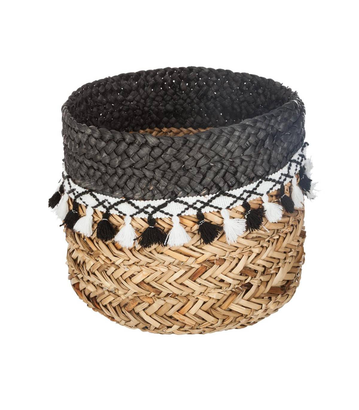 Set de 3 Paniers de rangement en Seagrass avec Pompons - Image 2