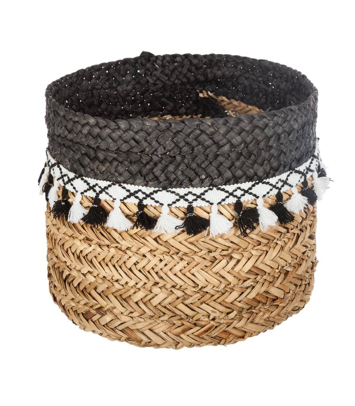 Set de 3 Paniers de rangement en Seagrass avec Pompons - Image 3