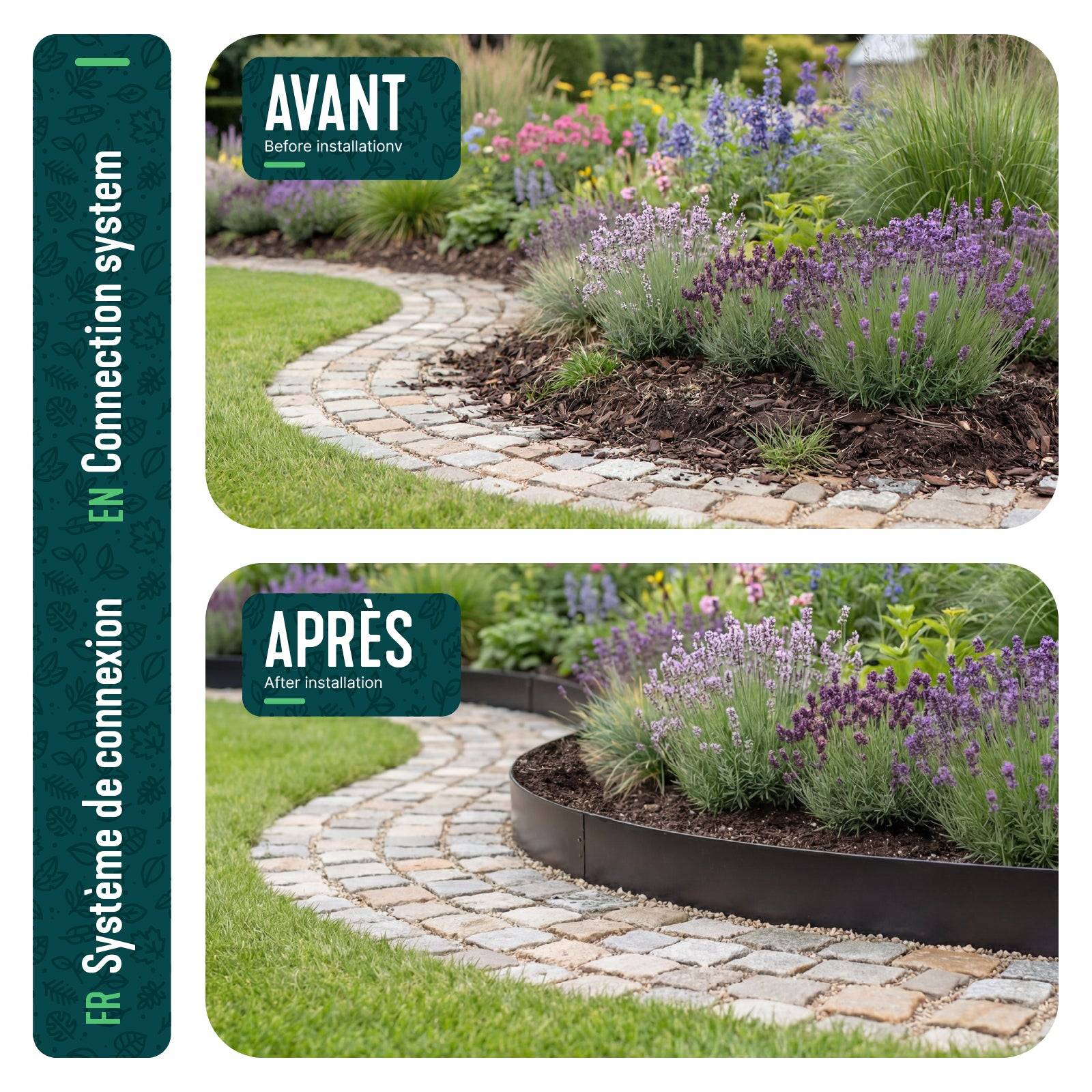Vounot - Lot de 5 Bordure de jardin en métal flexible 100x18cm marron - clôture gazon antirouille 5m - VOUNOT® - Image 7