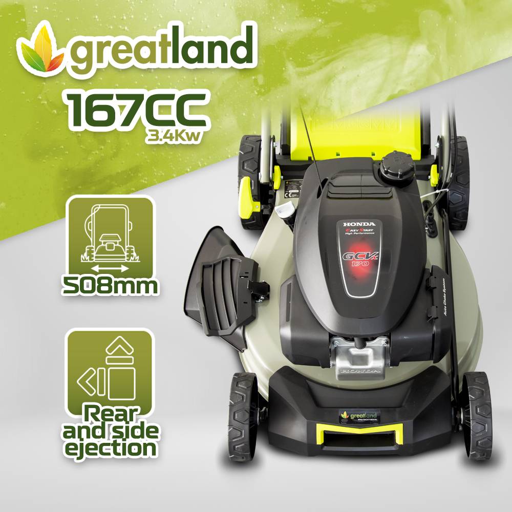 Greatland - Tondeuse thermique tractée 167CC avec moteur Honda, mulching et éjection latérale - Image 3