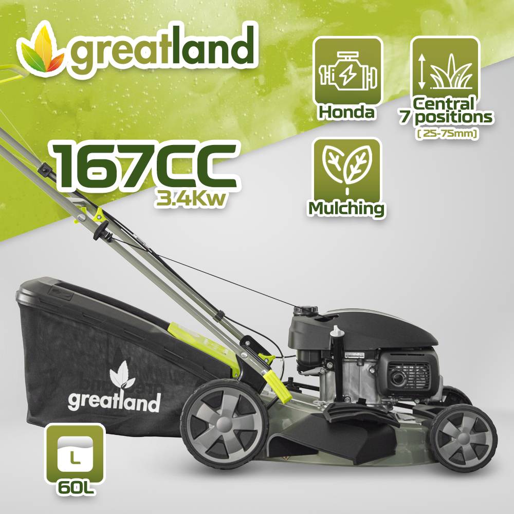 Greatland - Tondeuse thermique tractée 167CC avec moteur Honda, mulching et éjection latérale - Image 2