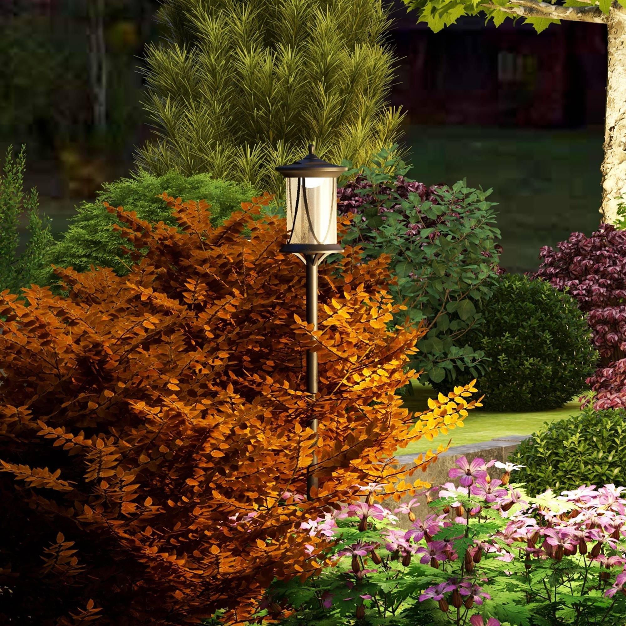 Lampadaire Solaire LED Extérieur ABS Jardin Détecteur Crépusculaire IP44 127cm Noir - ComfortXL Outdoor Living - Image 1