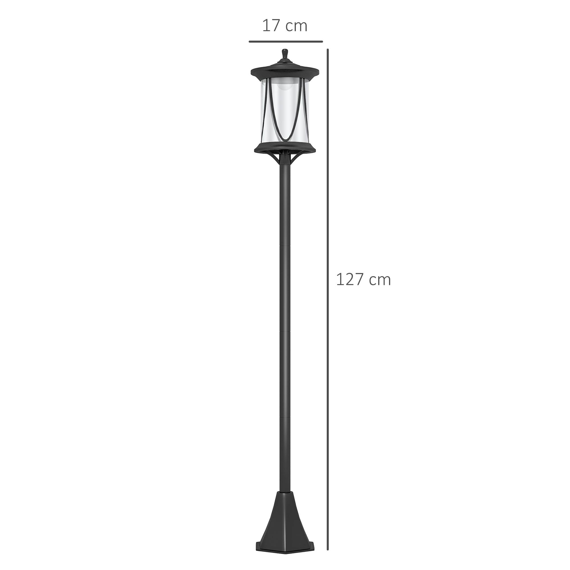 Lampadaire Solaire LED Extérieur ABS Jardin Détecteur Crépusculaire IP44 127cm Noir - ComfortXL Outdoor Living - Image 3