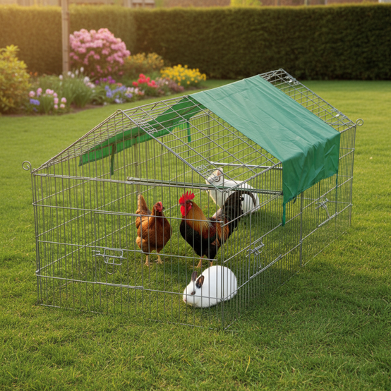 Parc Enclos lapin Extérieur grillage en métal pour lapins 2 x 1,02 x 0,96 m « 456 M Maison été» - Image 1