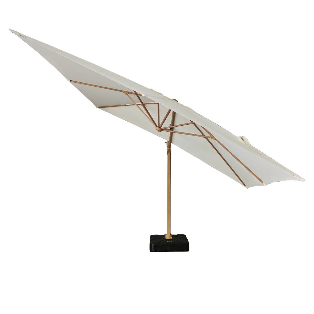 Parasol déporté rotatif 360° inclinable aluminium finition bois toile écrue 4x3 m Poseidon - Gecko Jardin - Image 3