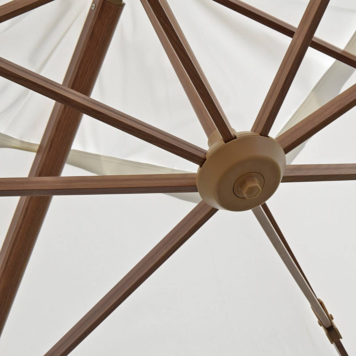 Parasol déporté rotatif 360° inclinable aluminium finition bois toile écrue 4x3 m Poseidon - Gecko Jardin - Image 5