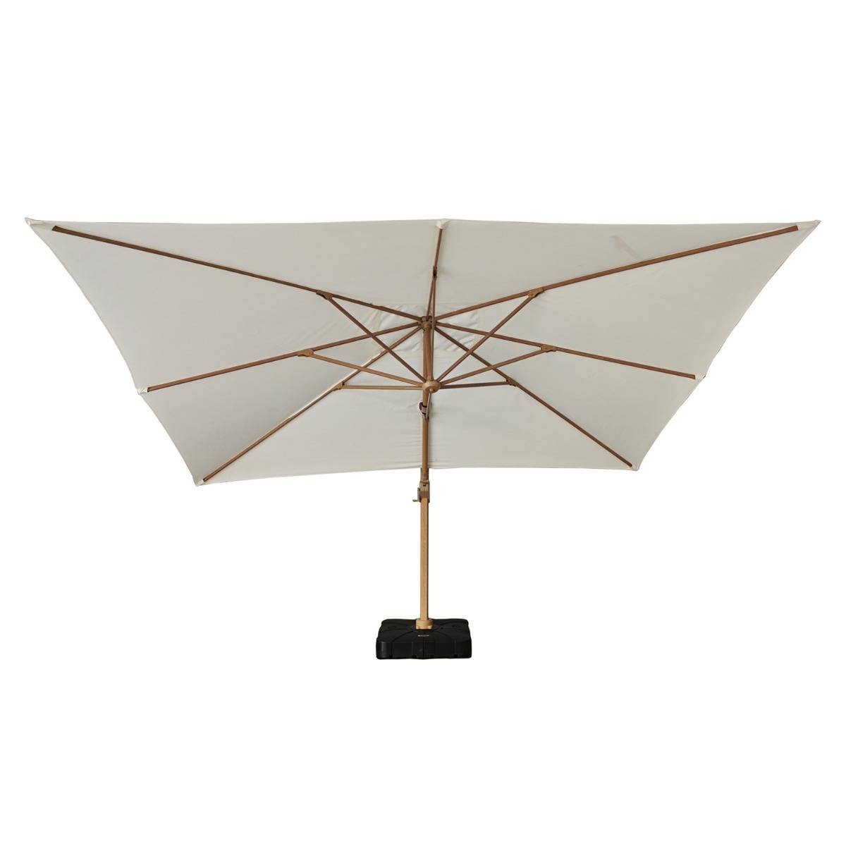 Parasol déporté rotatif 360° inclinable aluminium finition bois toile écrue 4x3 m Poseidon - Gecko Jardin - Image 2