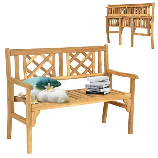 Maison Chic - Banc de Jardin en Teck Pliable Bois 120x56x90 cm à 2 Places Dossier Incurvé et Accoudoirs pour Terrasse Balcon ou Jardin - Image 3