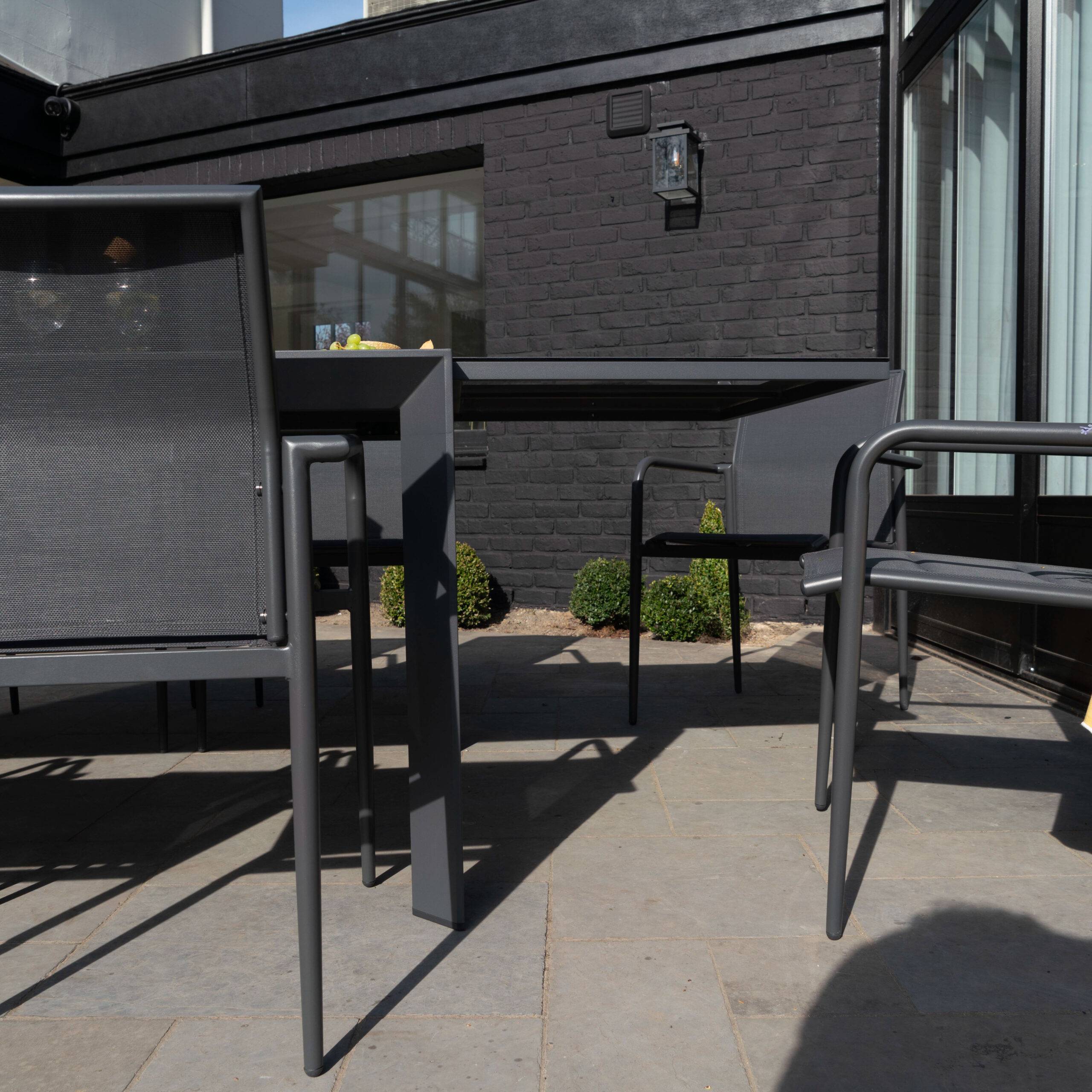 Ensemble 6/10p en aluminium et plateau en verre Gris avec 8 fauteuils MODULO - Image 4