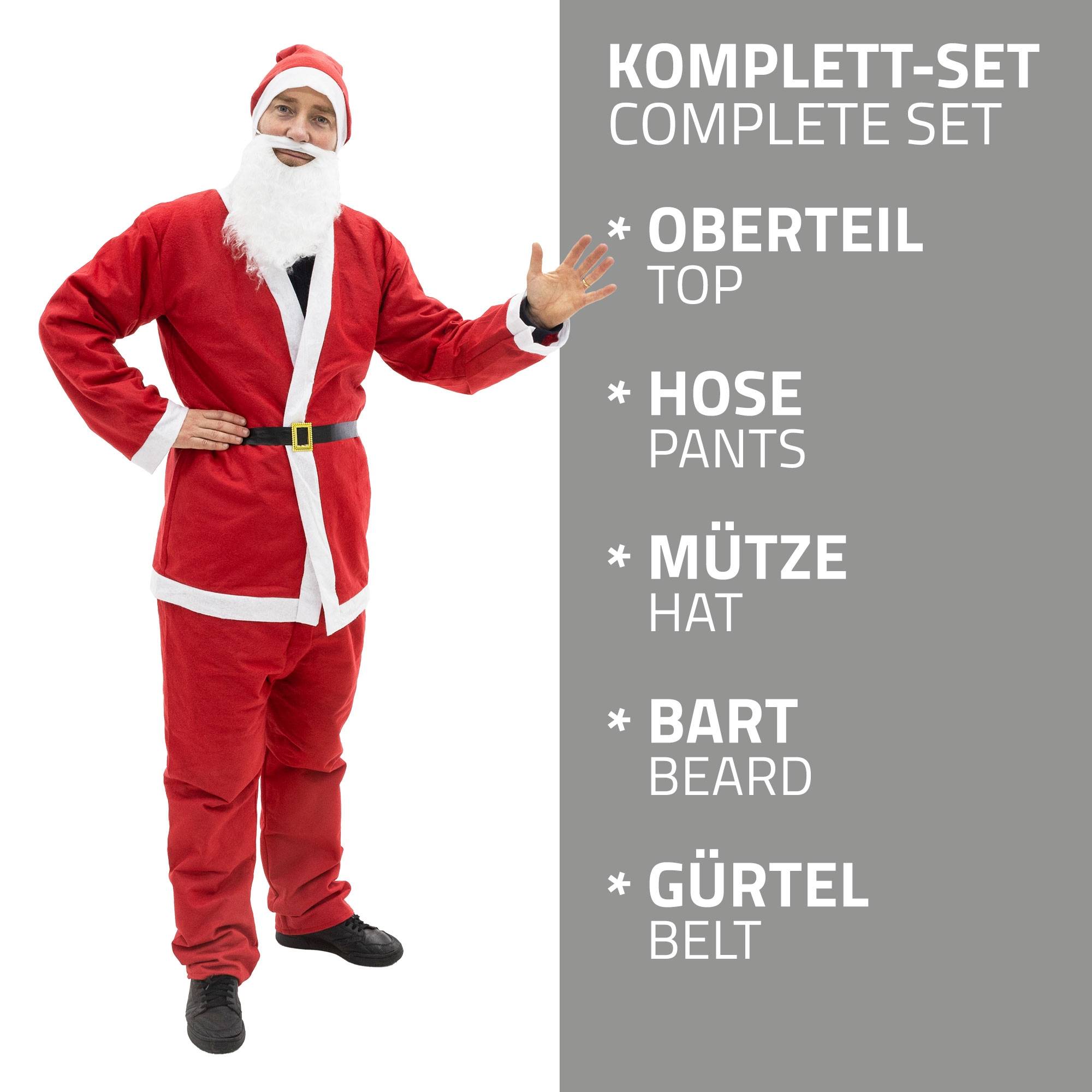 Ecd-Germany - Costume de Père de Noël déguisement fête rouge-blanc taille unique S-XL 5 pièces - Image 3