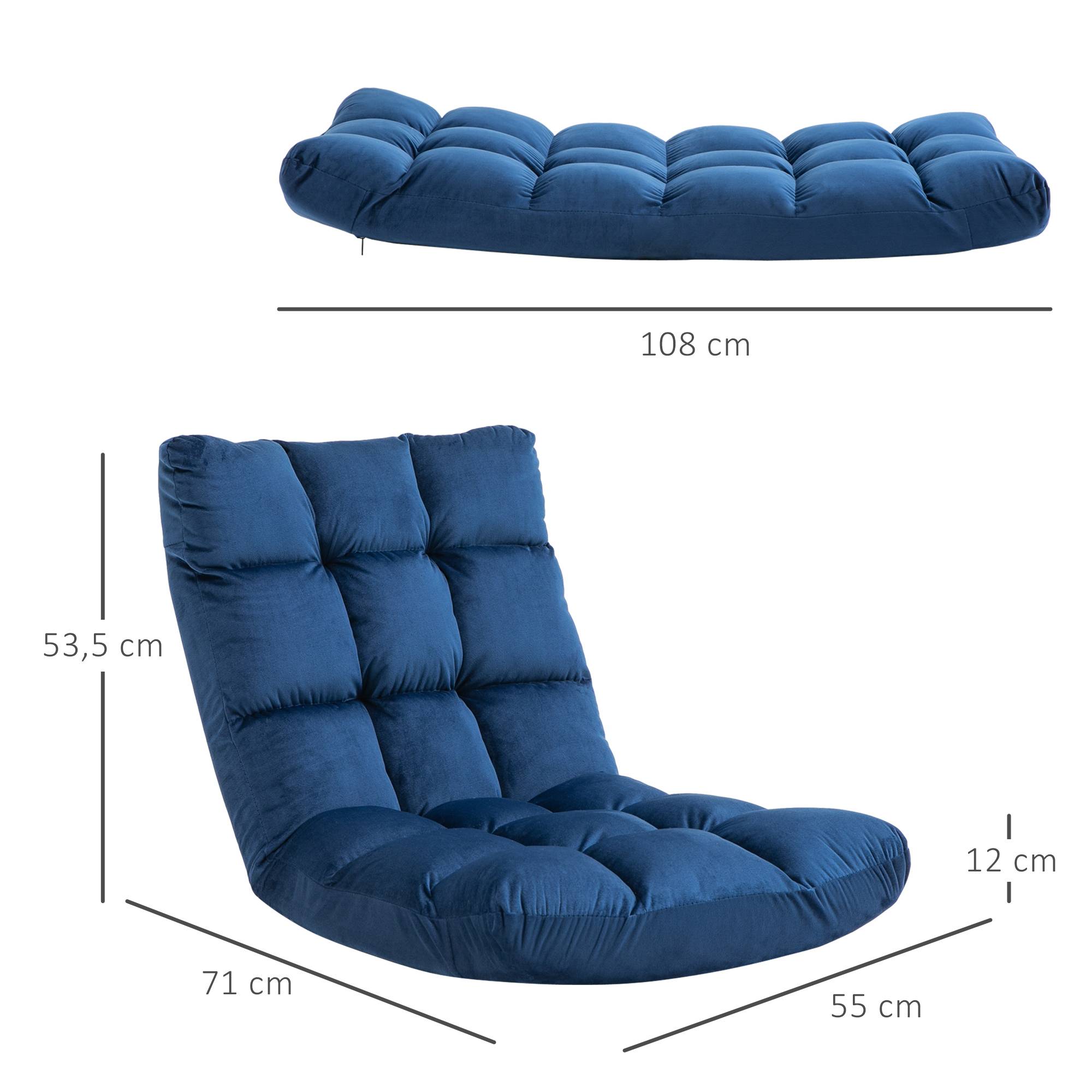 Fauteuil Convertible Fauteuil Paresseux Grand Confort Inclinaison Dossier Multipositions 90°-180° Bleu Roi - Image 5